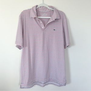 Vineyard Vines Mens sz Large red white & blue striped short sleeve polo shirt